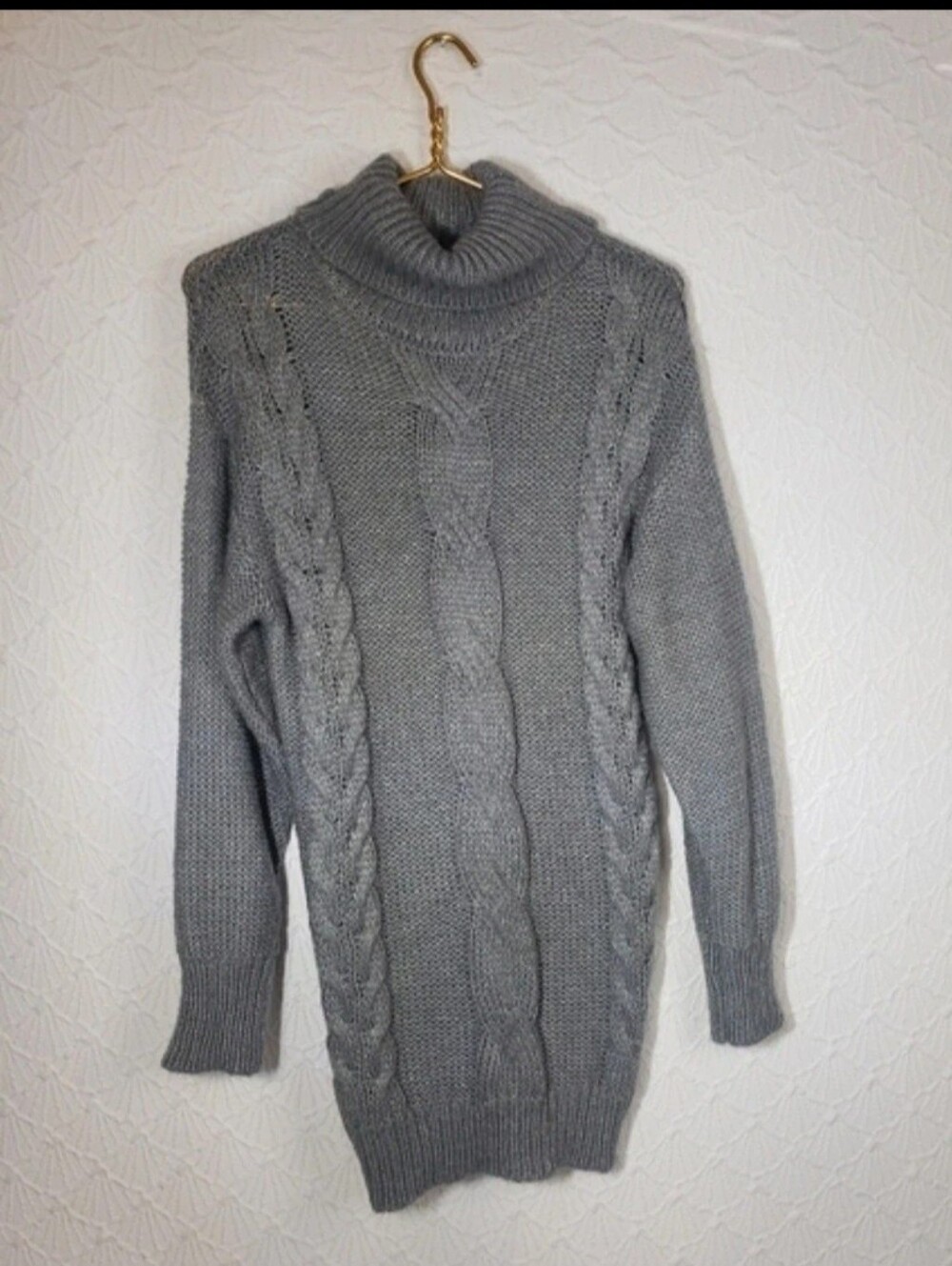 Harper Heritage Gray Chunky Knit Cowl Neck Sweater, Size S